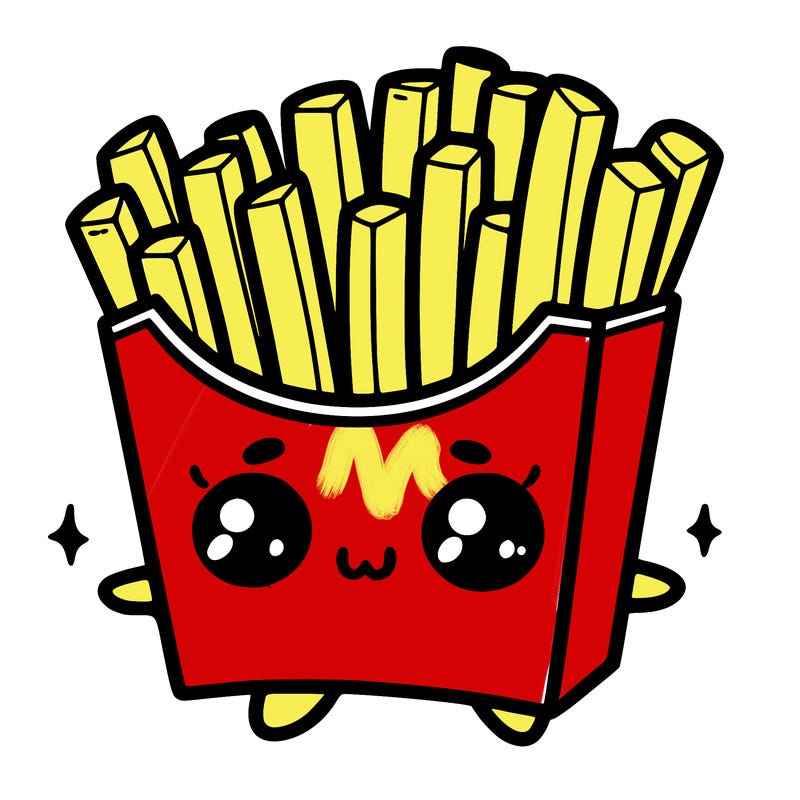 a cute. french fries