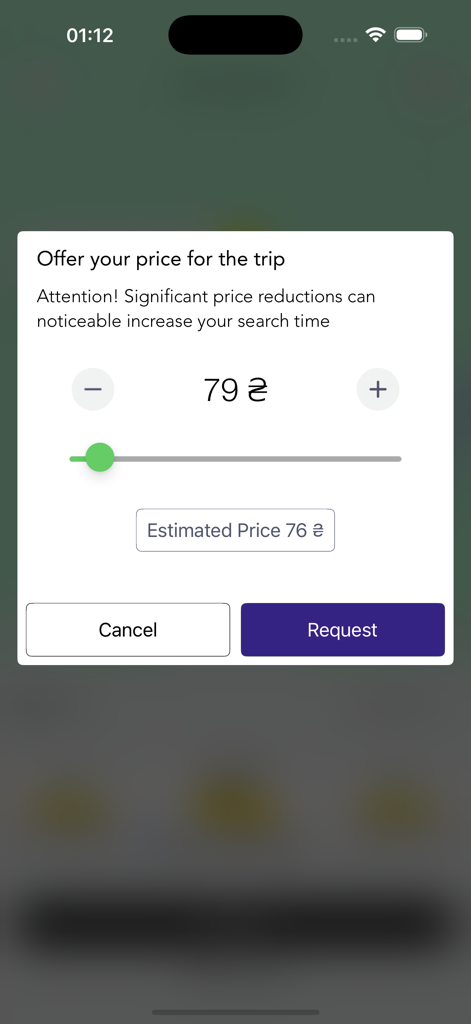 Taxi 994 - Order Taxi Online - Screenshot of the Taxi 994 app interface for offering a custom price for a ride