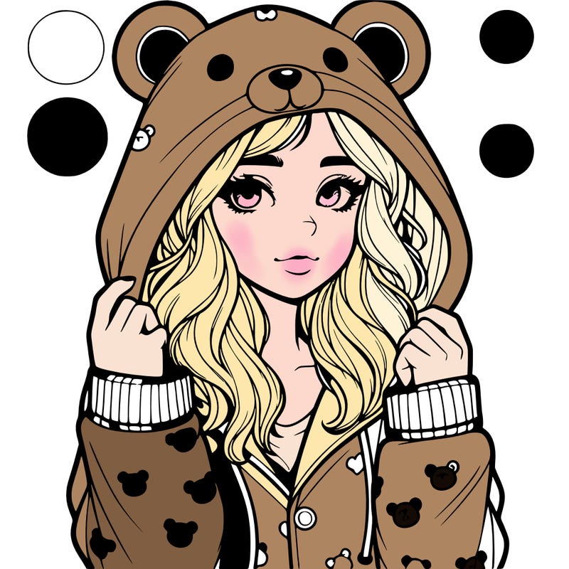 realistic girl in a animal pjs hoodie