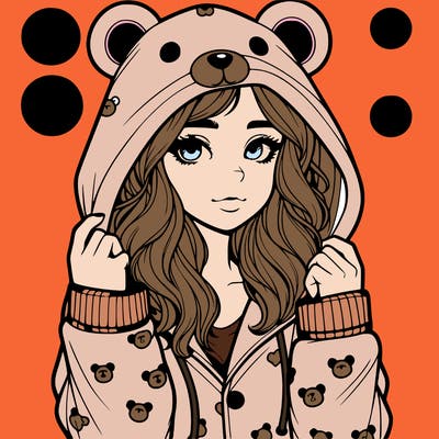 realistic girl in a animal pjs hoodie
