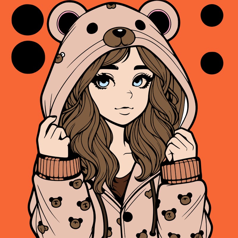 realistic girl in a animal pjs hoodie