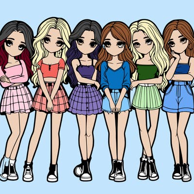 a group of girls realistic