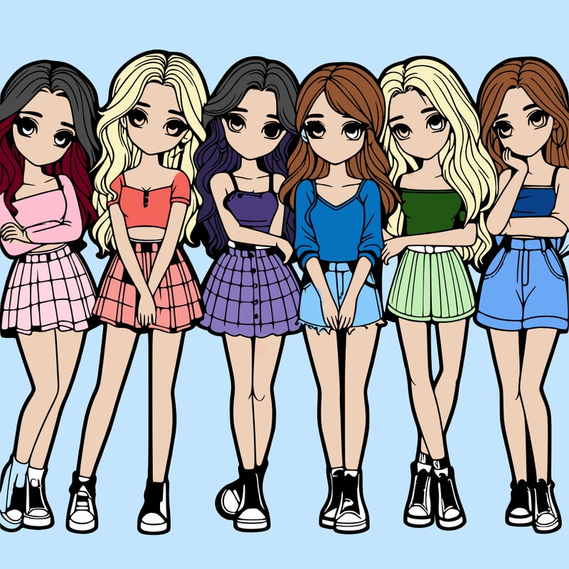 a group of girls realistic