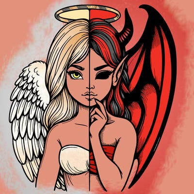 realistic angel half demon