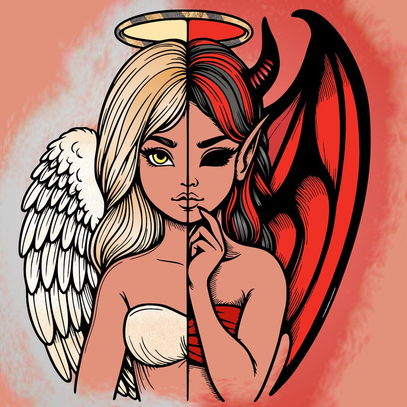 realistic angel half demon