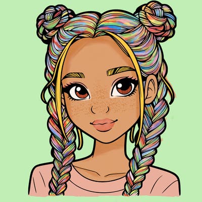 realistic girl with braids