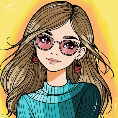 realistic girl with glasses