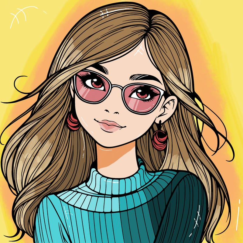 realistic girl with glasses