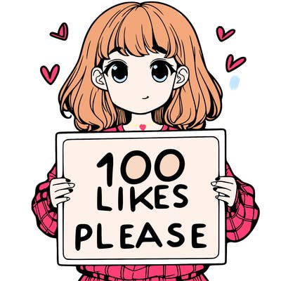 a girl holding a sign saying 100 likes please