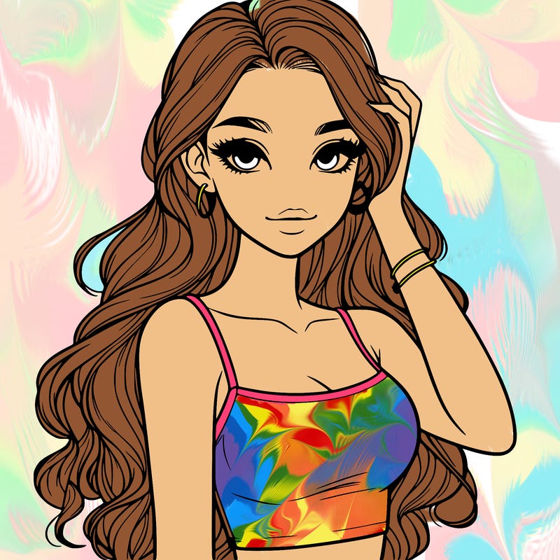 1 realistic beautiful girl in crop top