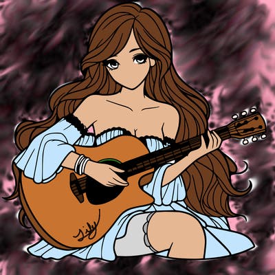 beautiful girl playing the guitar
