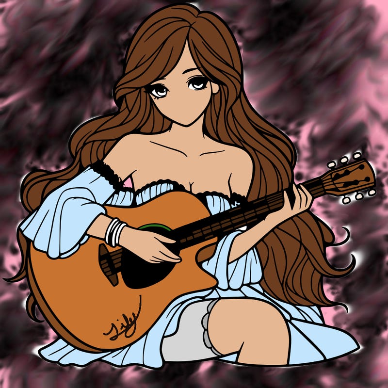 beautiful girl playing the guitar