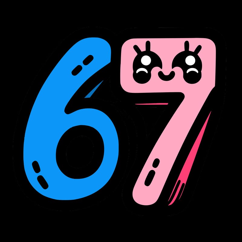 the numbers 67