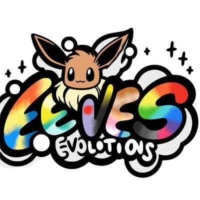 the word eevees evoloutions in bubble letters
