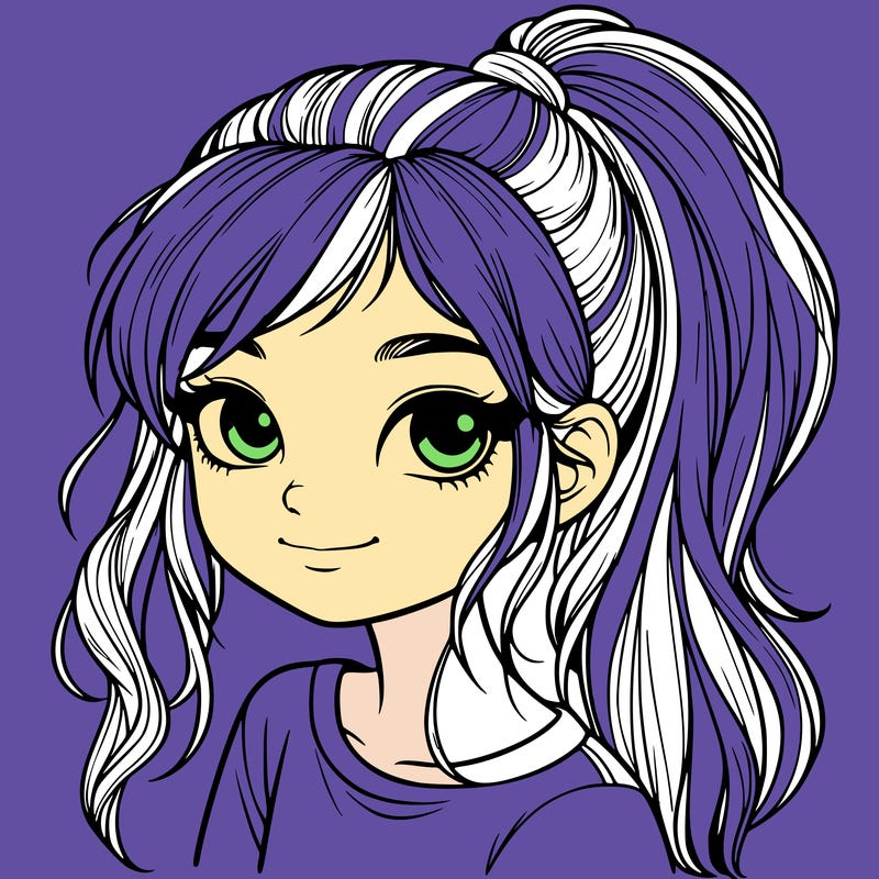 realistic girl with ponytail