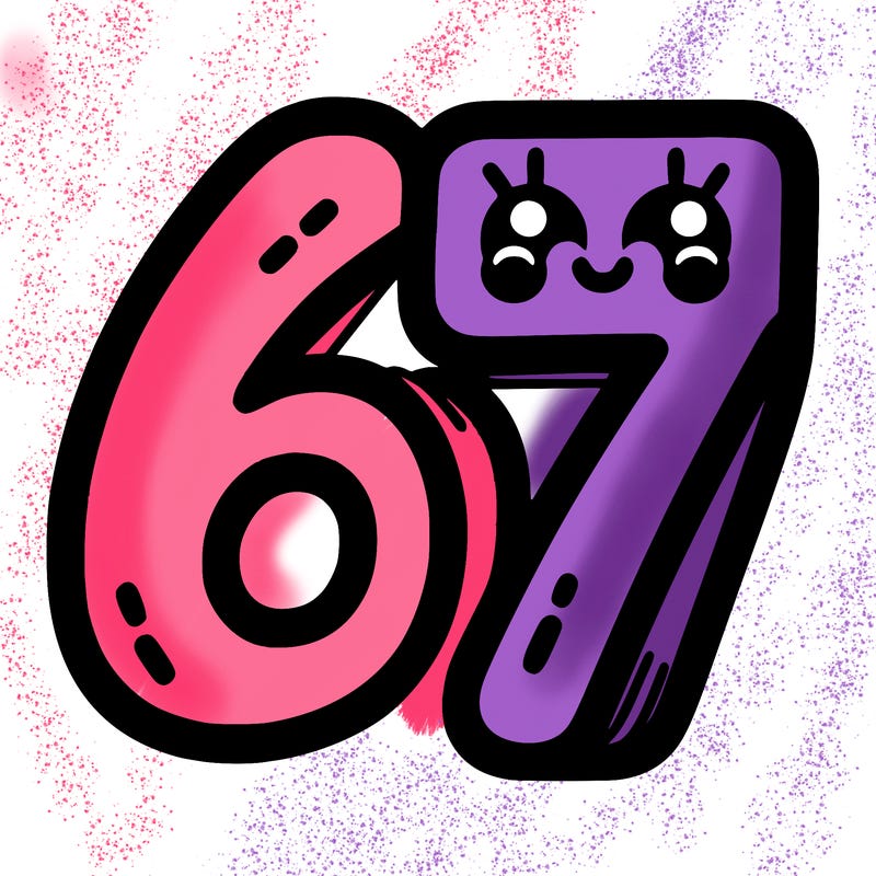 the numbers 67