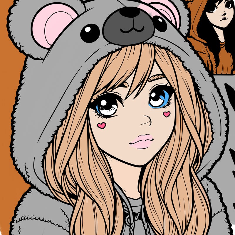 realistic girl in a bear hoodie