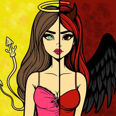 devil vs angel realistic girl