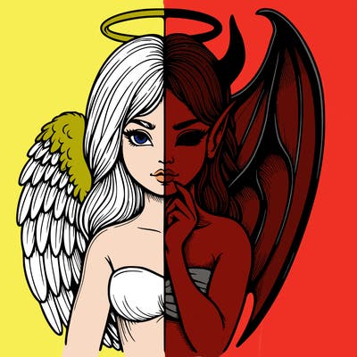 realistic angel half demon