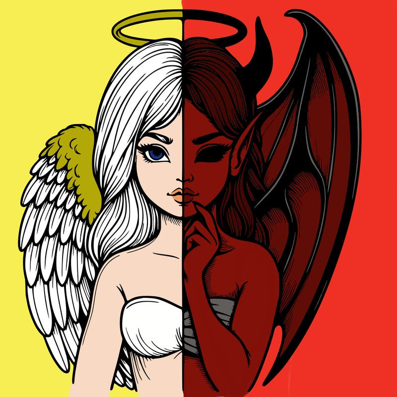 realistic angel half demon