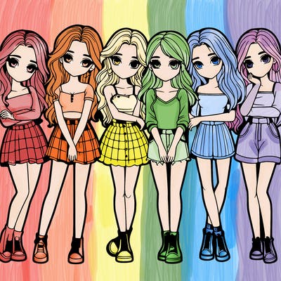 a group of girls realistic