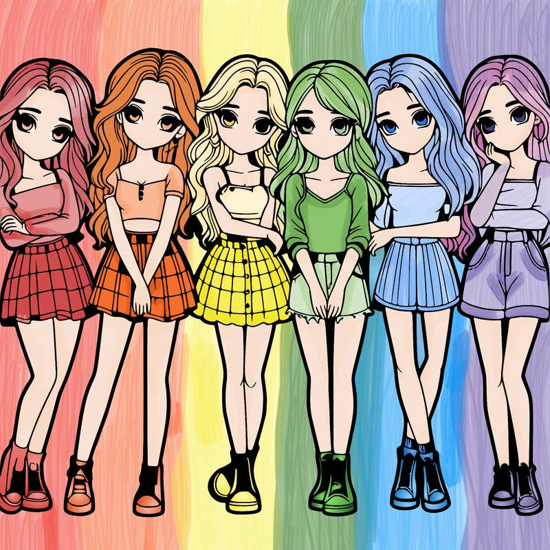 a group of girls realistic