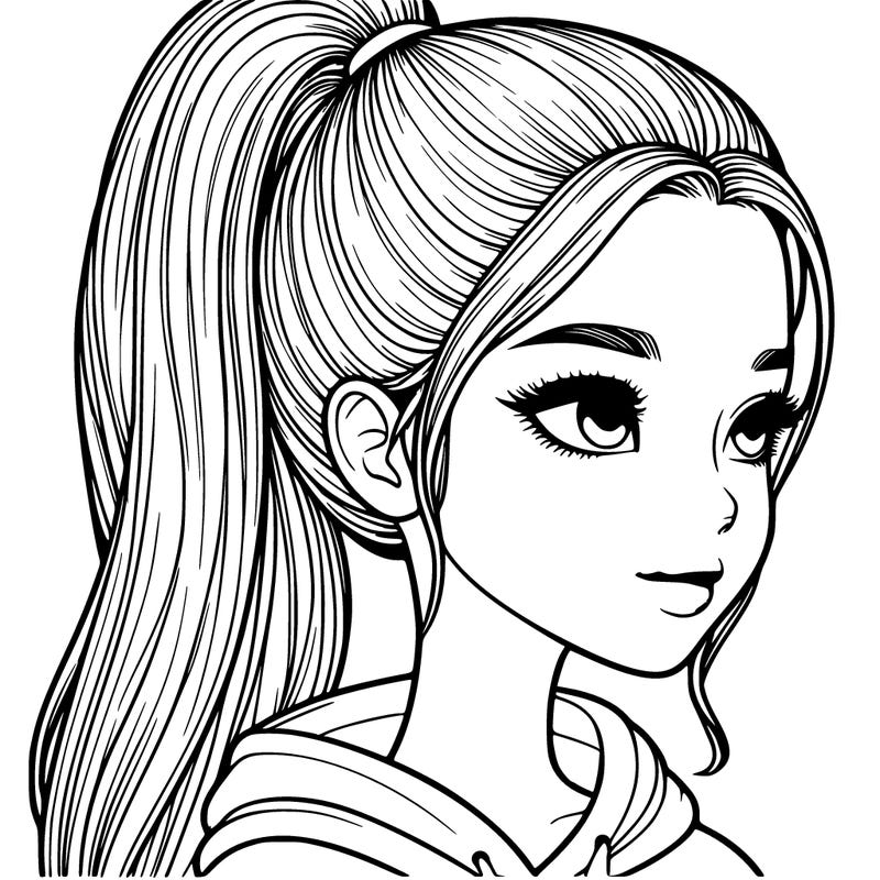 realistic girl with a high ponytail ❤️