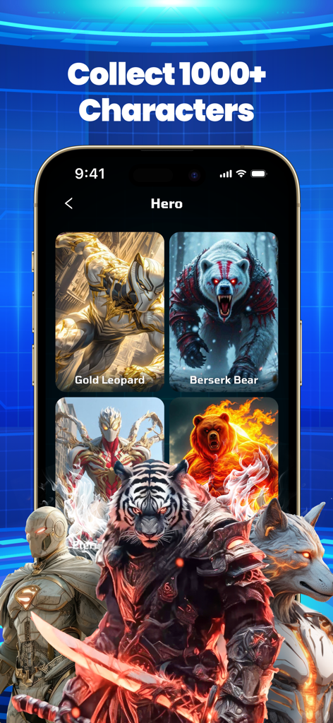 AI Fusion: Hero Animal Merge - A gallery of diverse AI-generated superhero and animal hybrid characters.