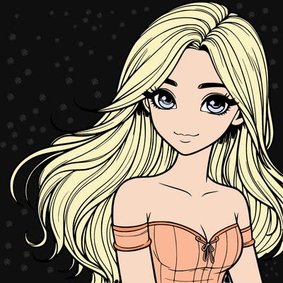 realistic girl with long hair