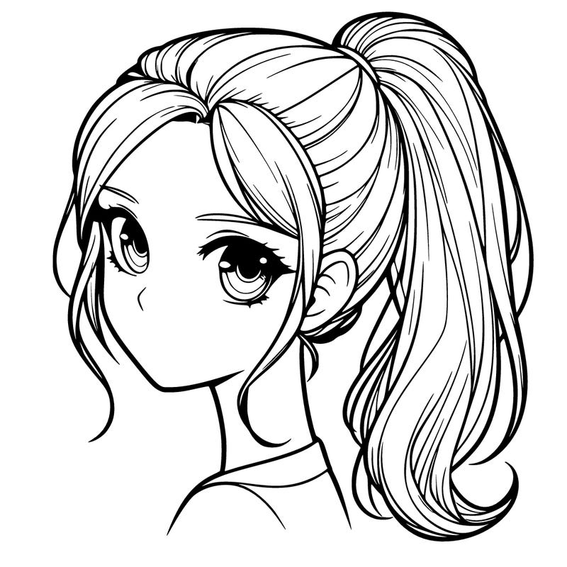 a realistic girl with the ponytail