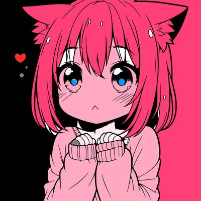 shy anime catgirl