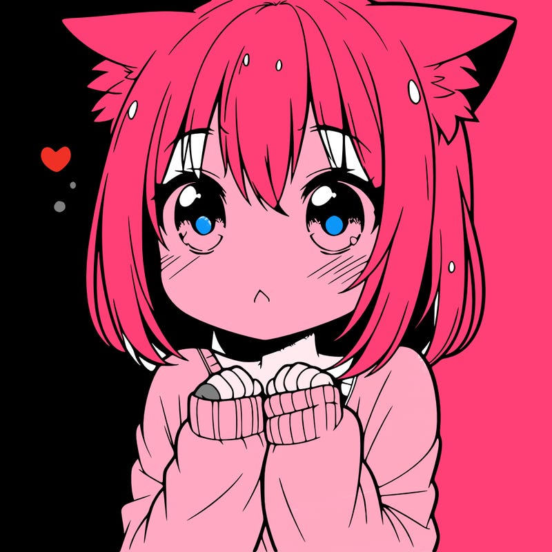 shy anime catgirl
