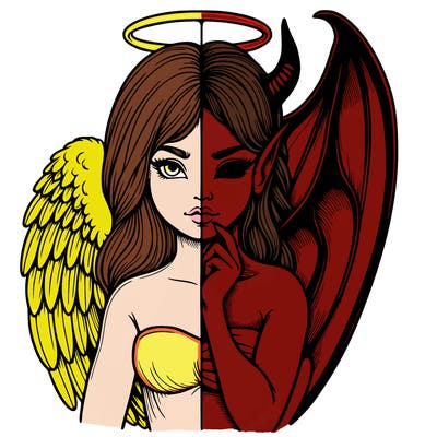 realistic angel half demon