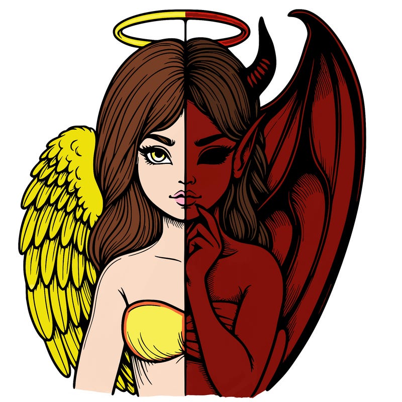 realistic angel half demon