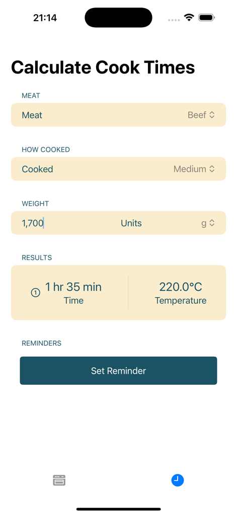 Cook Times Calculator - Roast beef cooking time and temperature calculation results