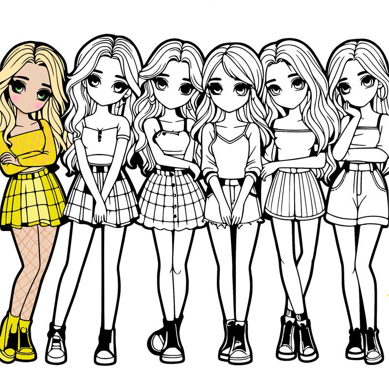 a group of girls realistic