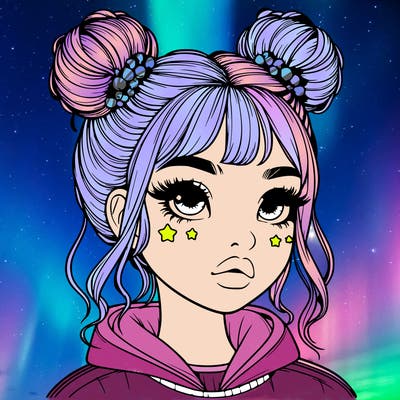 realistic girl with space buns