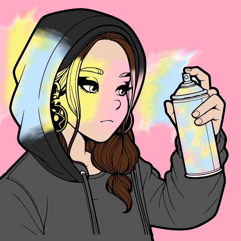 a realistic girl, spray painting