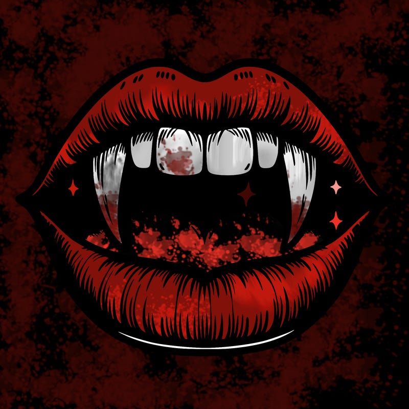 lips with vampire teeth