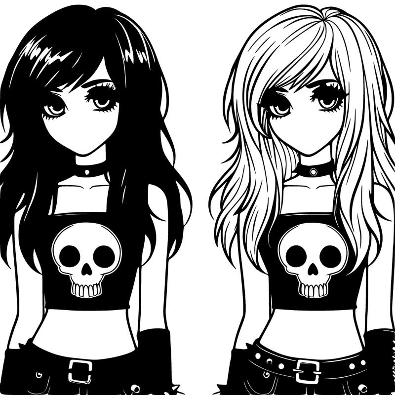 realistic emo girl with skull crop top
