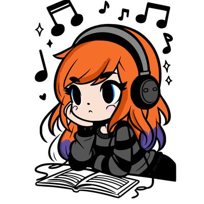 scene girl listening to music