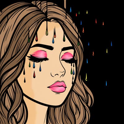 rain going over realistic woman’s face