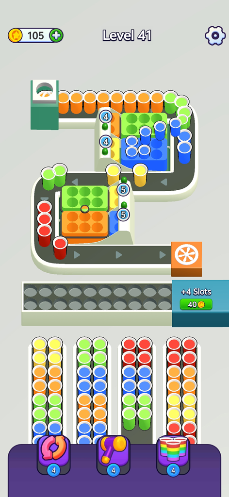 Coffee Factory - Sort Games - Gameplay of Coffee Factory showing colorful cups being sorted on a conveyor belt