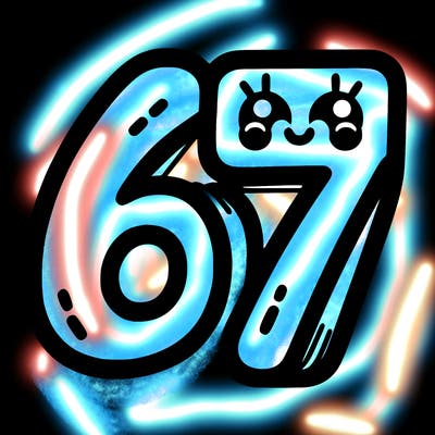the numbers 67