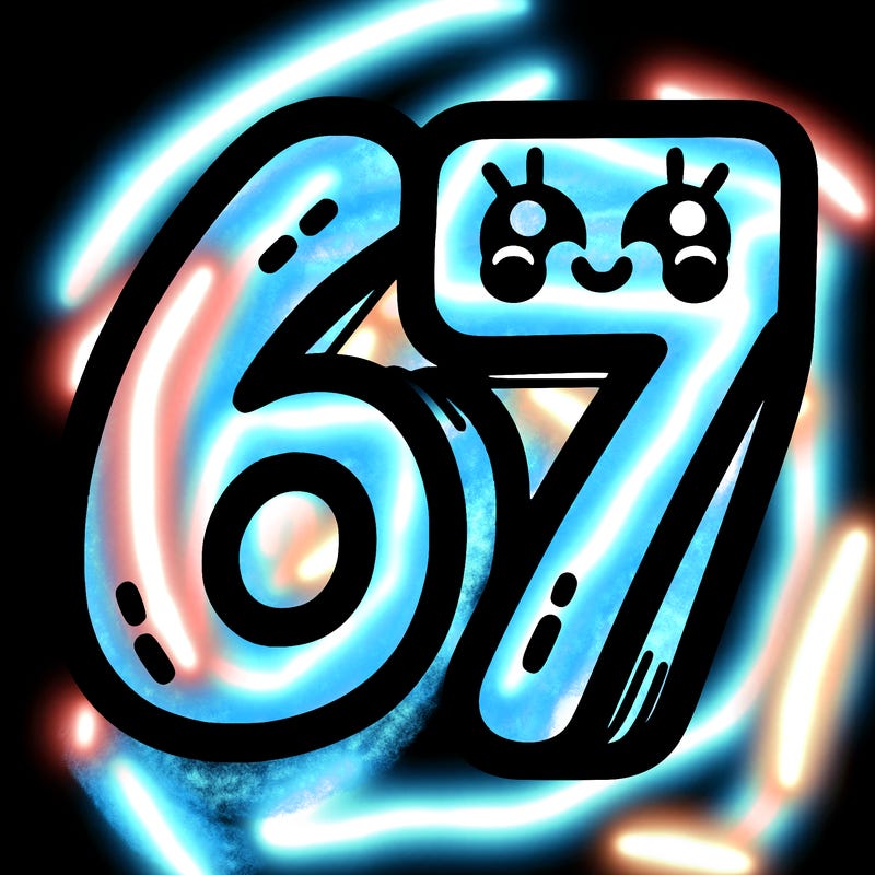 the numbers 67