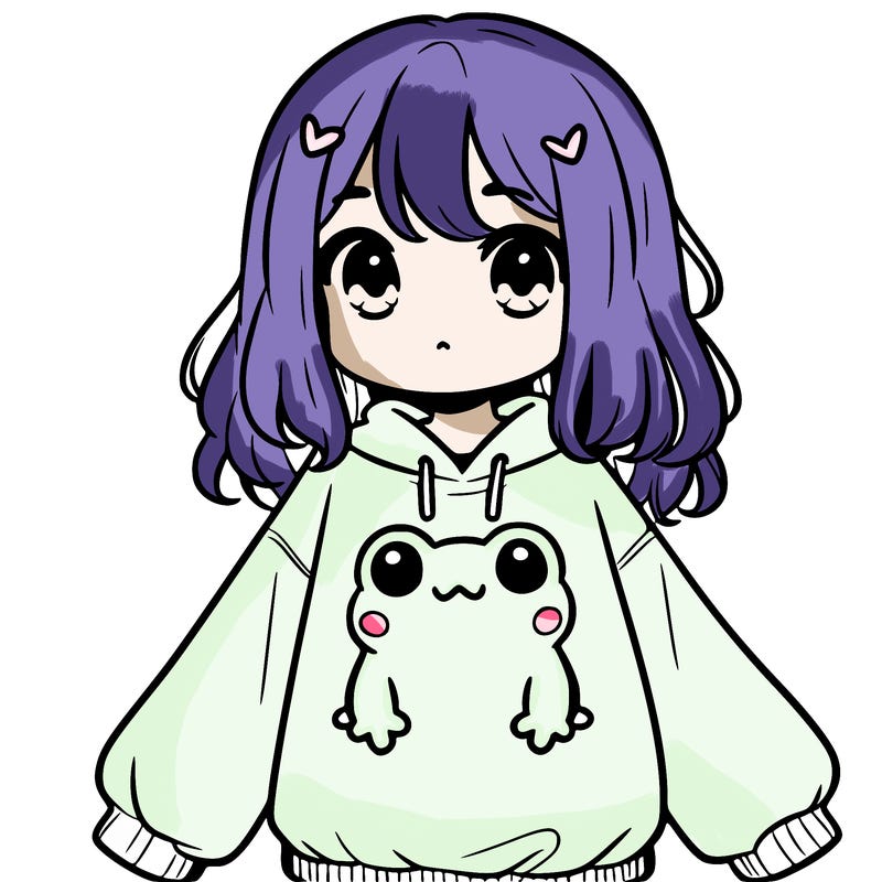 girl wearing frogging sweatshirt