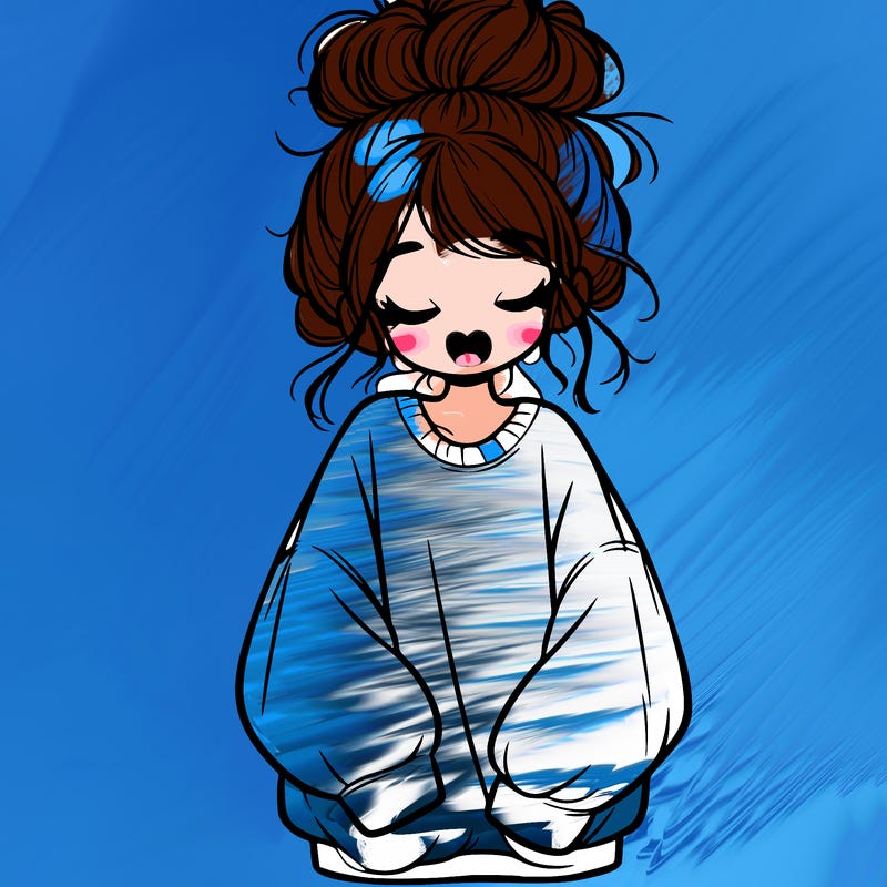 girl with baggy sweatshirt and messy bun