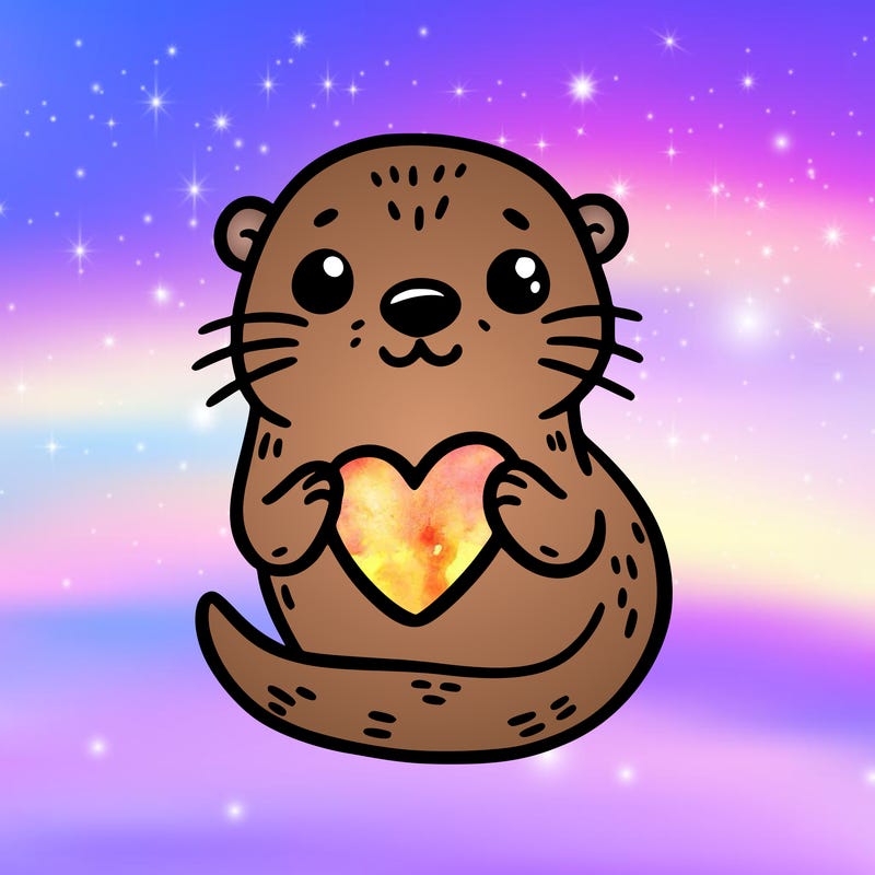otter with a heart