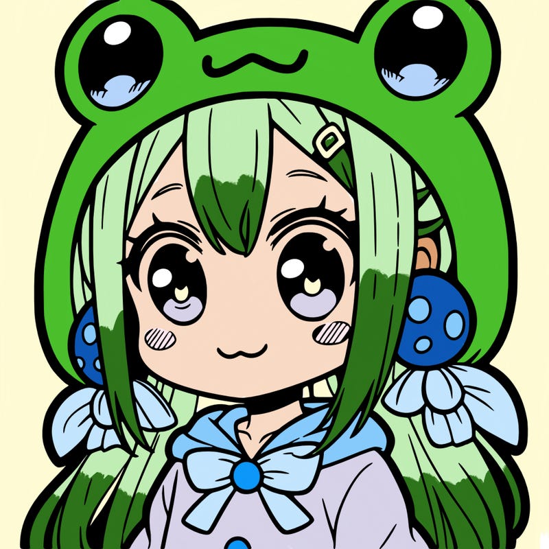 cute anime girl with frog outfit