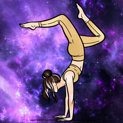 a woman doing a handstand